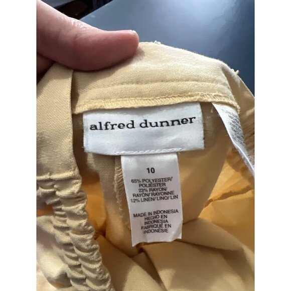 Linen Blend Cropped Pants Tropical Embroidery Siz 10 Elastic Alfred Dunner - Picture 6 of 11